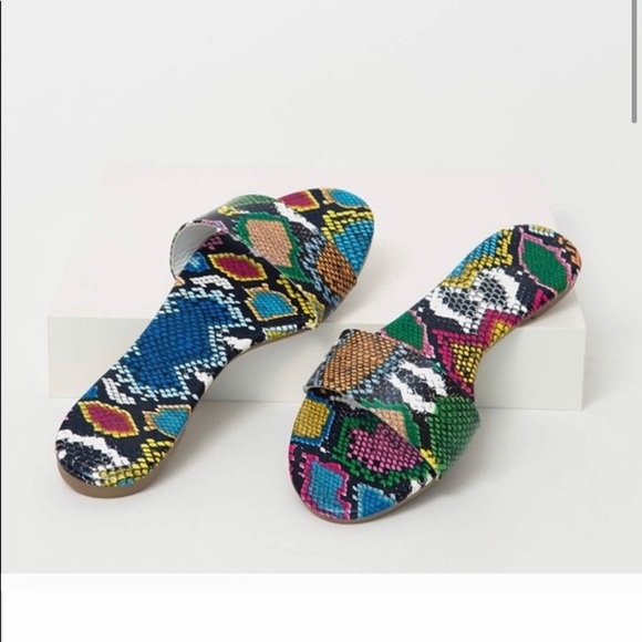 multicolor snake sandals